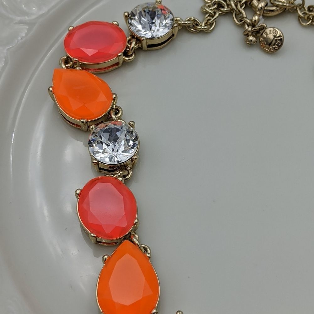 J. Crew Orange Coral Gold Tone 2 Piece Set NWOT